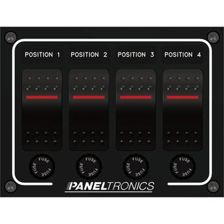 Paneltronics Waterproof Panel - DC 4-Position Illuminated Rocker Switch & Fuse Paneltronics