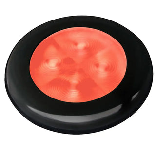 Hella Marine Slim Line LED 'Enhanced Brightness' Round Courtesy Lamp - Red LED - Black Plastic Bezel - 12V Hella Marine