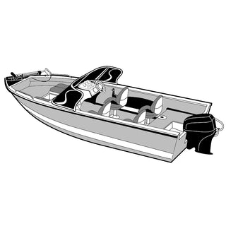 Carver Performance Poly-Guard Wide Series Styled-to-Fit Boat Cover f/16.5' Aluminum V-Hull Boats w/Walk-Thru Windshield - Grey Carver by Covercraft