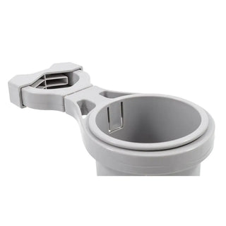 Camco Clamp-On Rail Mounted Cup Holder - Large for Up to 2" Rail - Grey Camco