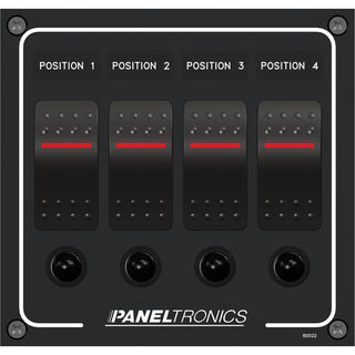 Paneltronics Waterproof Panel - DC 4-Position Illuminated Rocker Switch & Circuit Breaker Paneltronics