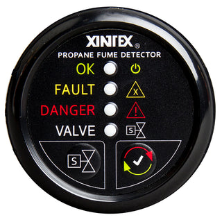 Fireboy-Xintex Propane Fume Detector w/Automatic Shut-Off & Plastic Sensor - No Solenoid Valve - Black Bezel Display Fireboy-Xintex