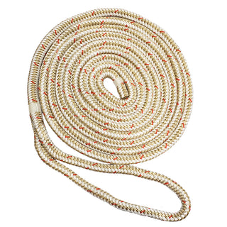New England Ropes 3/8" Double Braid Dock Line - White/Gold w/Tracer - 15' New England Ropes