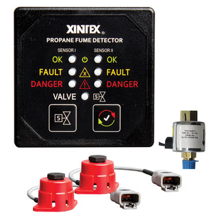 Fireboy-Xintex Propane Fume Detector, 2 Channel, 2 Sensors, Solenoid Valve & Control & 20' Cable - 24V DC Fireboy-Xintex